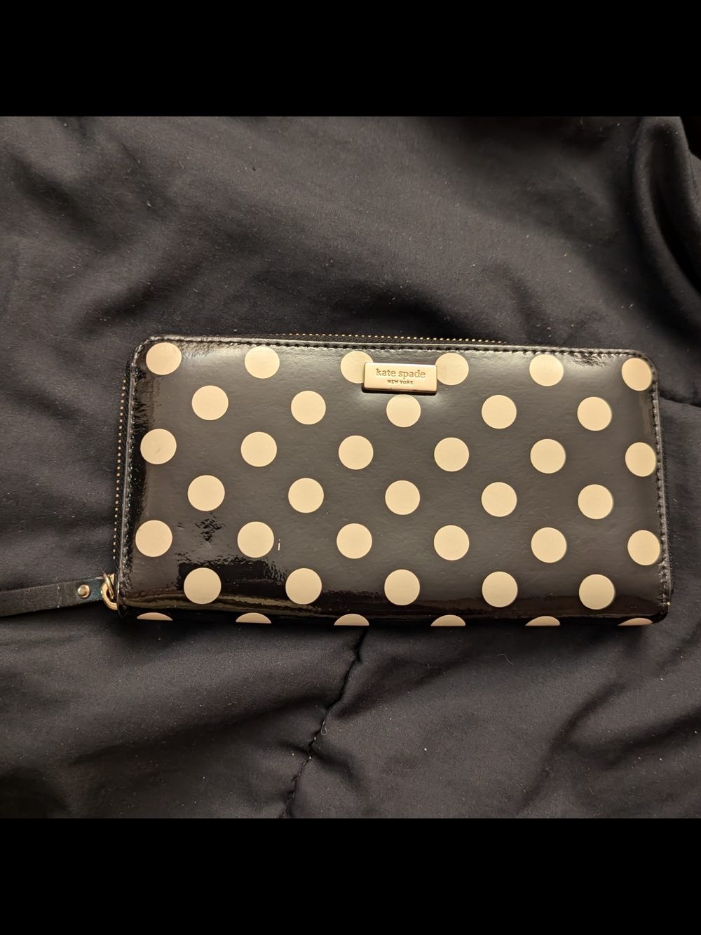 kate spade Black Polka Dot Zip Wallet